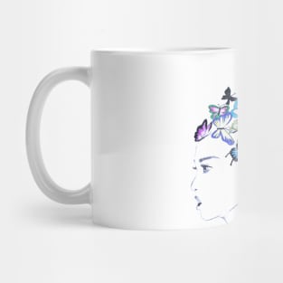 Girl with butterflies in hair Mug